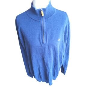 Vineyard Vines Saltwater pullover sweater quarter zip mens L blue 100% Cotton